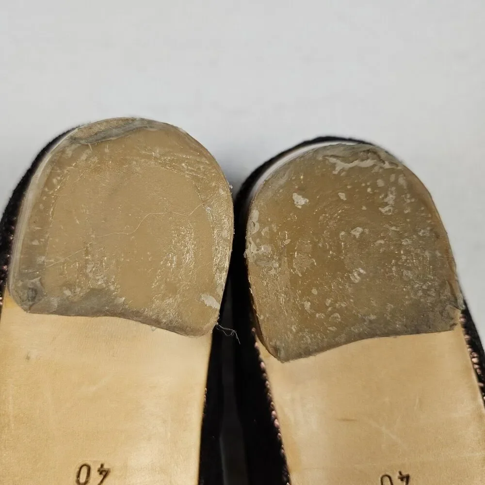 Kudeta Leather Loafer Women 40 Italian Designer Sparkle Suede Burgundy 9.5 Heels